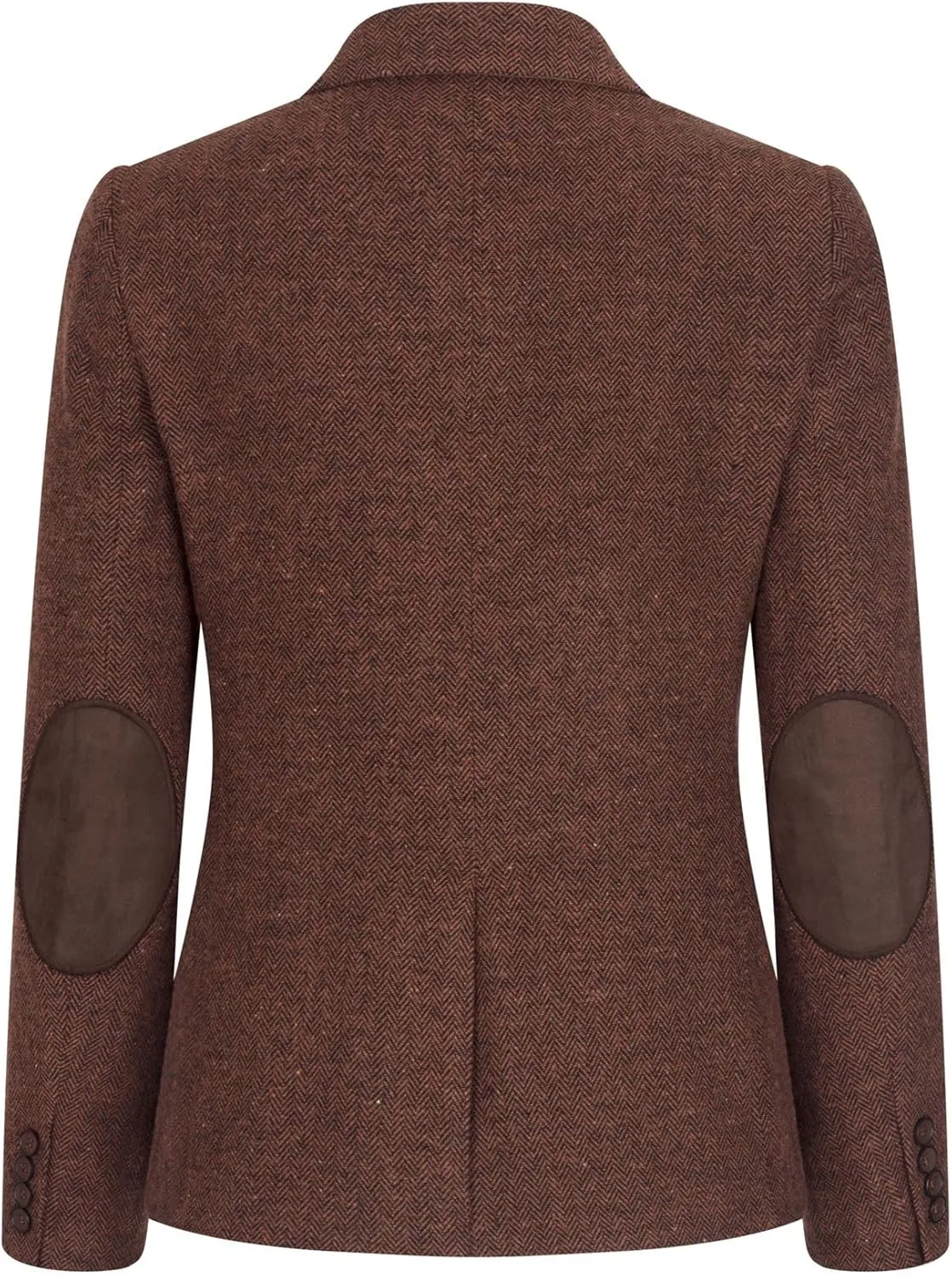 Ladies Blazer Tweed Herringbone Wool Classic Smart Casual Vintage Rust Brown