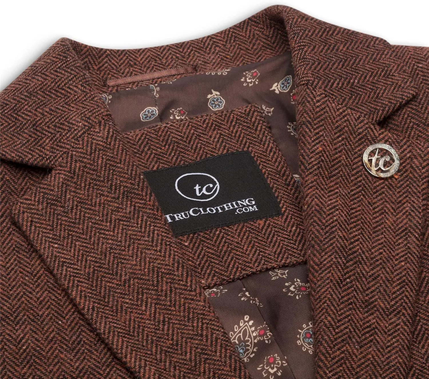Ladies Blazer Tweed Herringbone Wool Classic Smart Casual Vintage Rust Brown