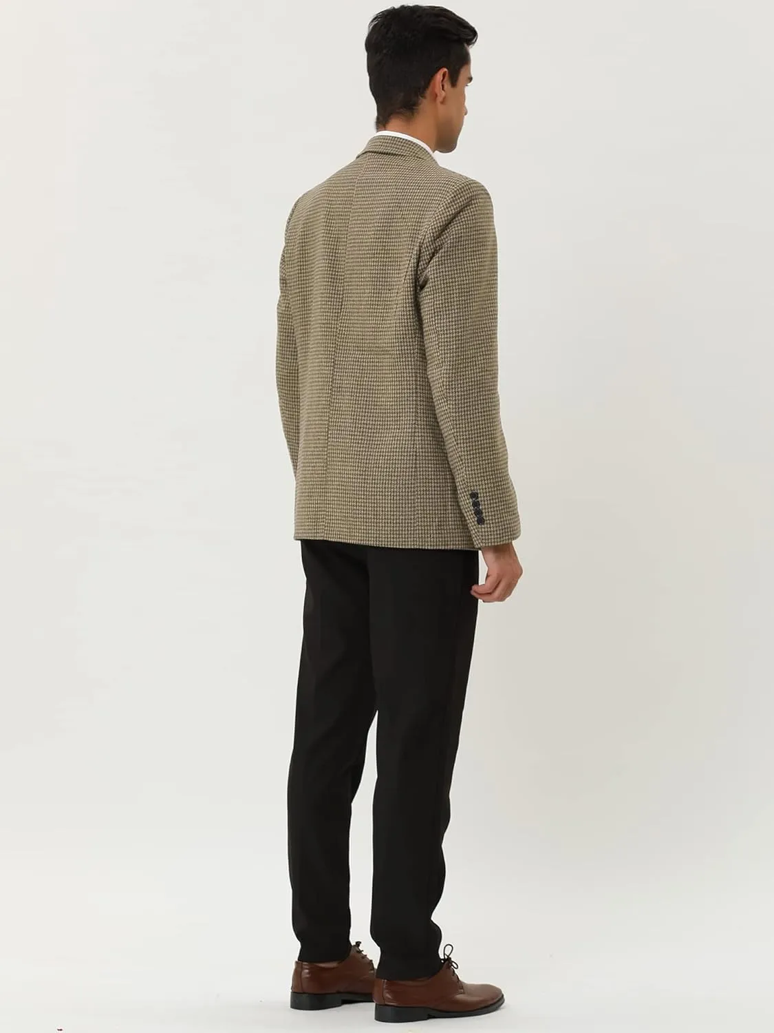 Lars Amadeus Men's Casual Plaid Sports Coat Notched Lapel One Button Houndstooth Blazer