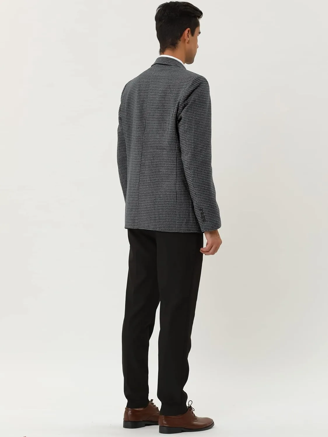 Lars Amadeus Men's Casual Plaid Sports Coat Notched Lapel One Button Houndstooth Blazer