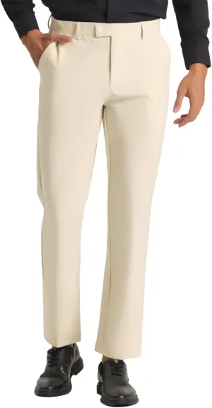 Lars Amadeus Men's Cropped Pants Slim Fit Flat Front Solid Color Ankle-Length Dress Pants