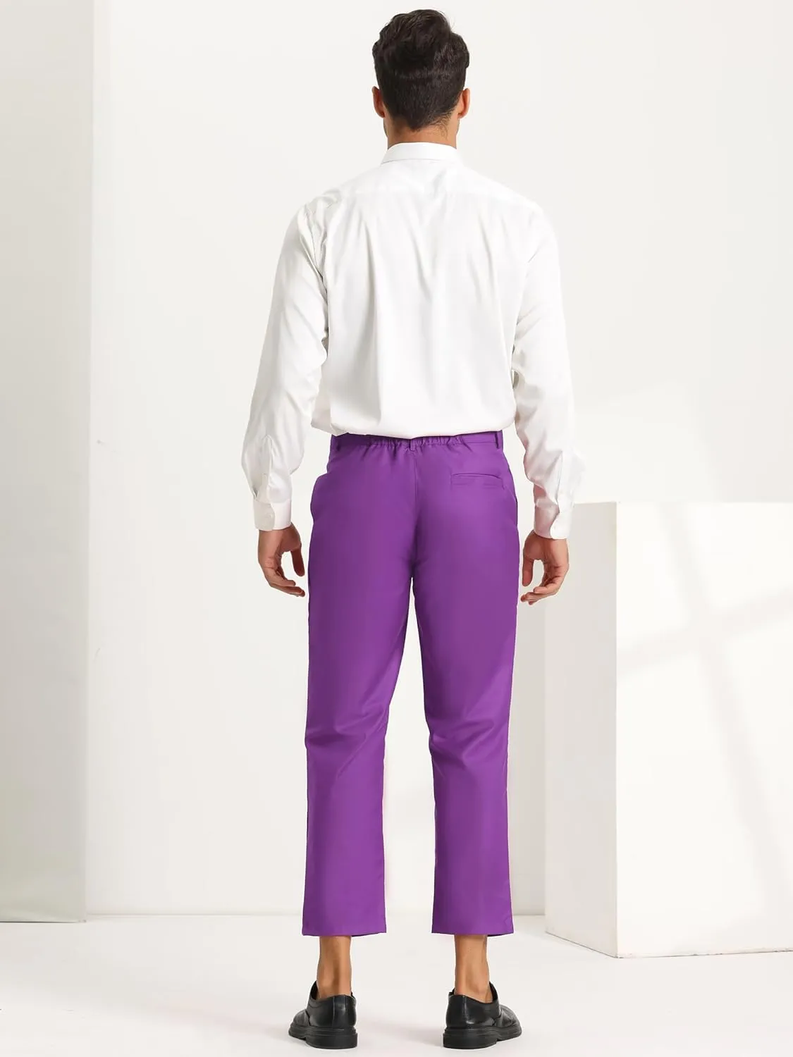 Lars Amadeus Men's Cropped Pants Slim Fit Flat Front Solid Color Ankle-Length Dress Pants