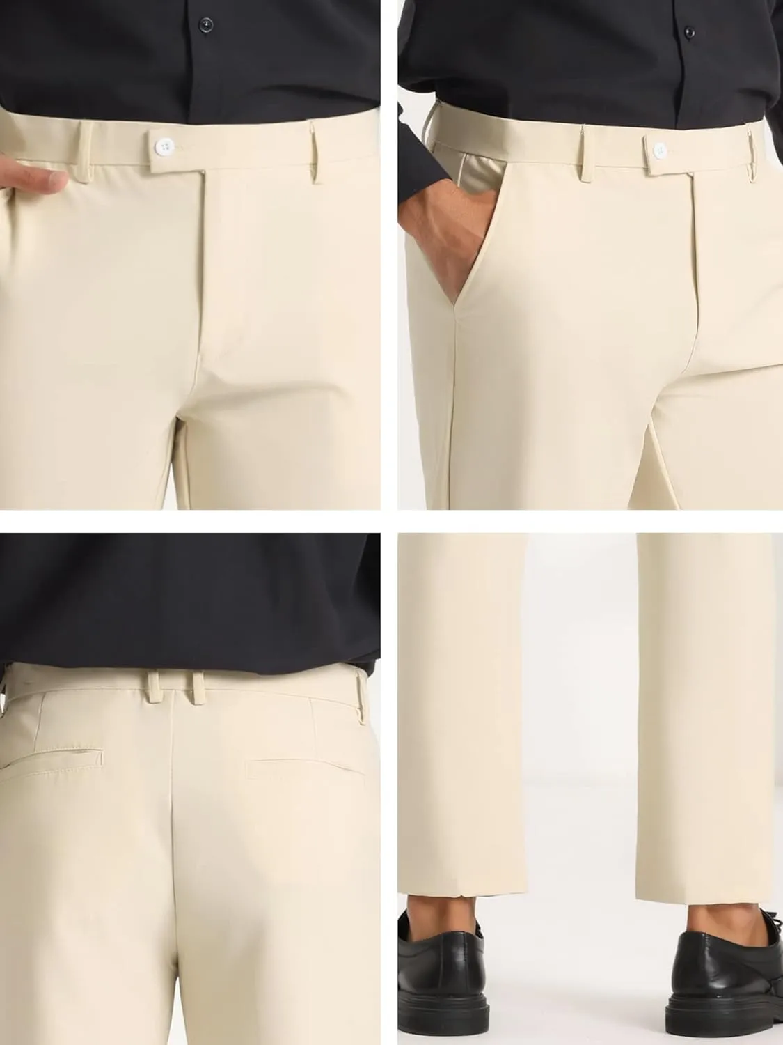 Lars Amadeus Men's Cropped Pants Slim Fit Flat Front Solid Color Ankle-Length Dress Pants