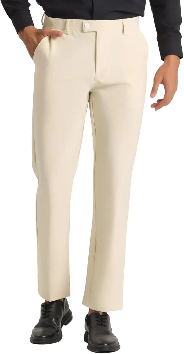 Lars Amadeus Men's Cropped Pants Slim Fit Flat Front Solid Color Ankle-Length Dress Pants