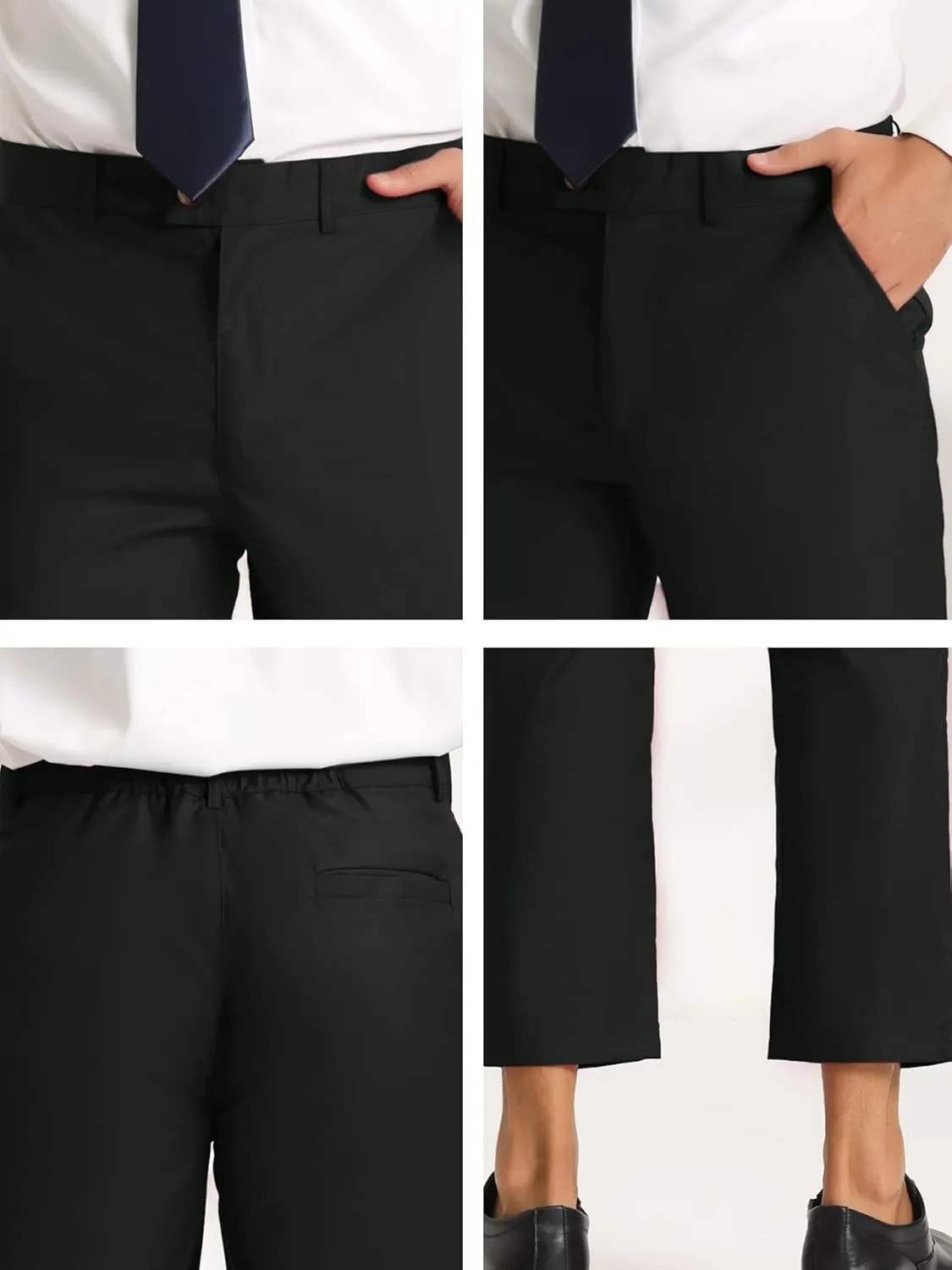 Lars Amadeus Men's Cropped Pants Slim Fit Flat Front Solid Color Ankle-Length Dress Pants