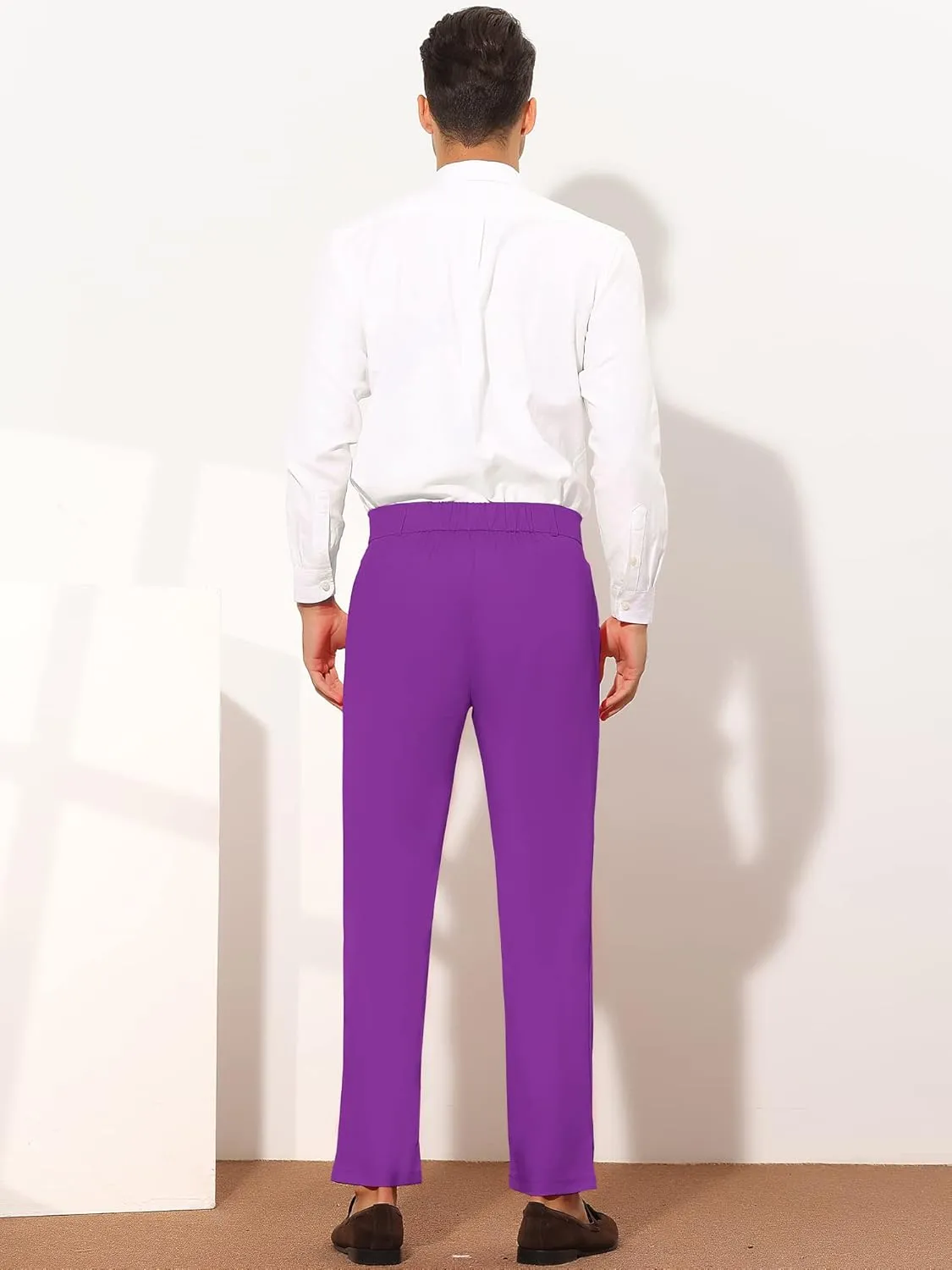 Lars Amadeus Men's Dress Pants Flat Front Zipper Up Straight Leg Business Chino Trousers