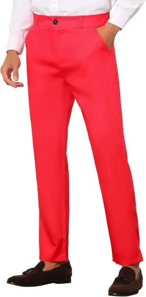 Lars Amadeus Men's Dress Pants Flat Front Zipper Up Straight Leg Business Chino Trousers