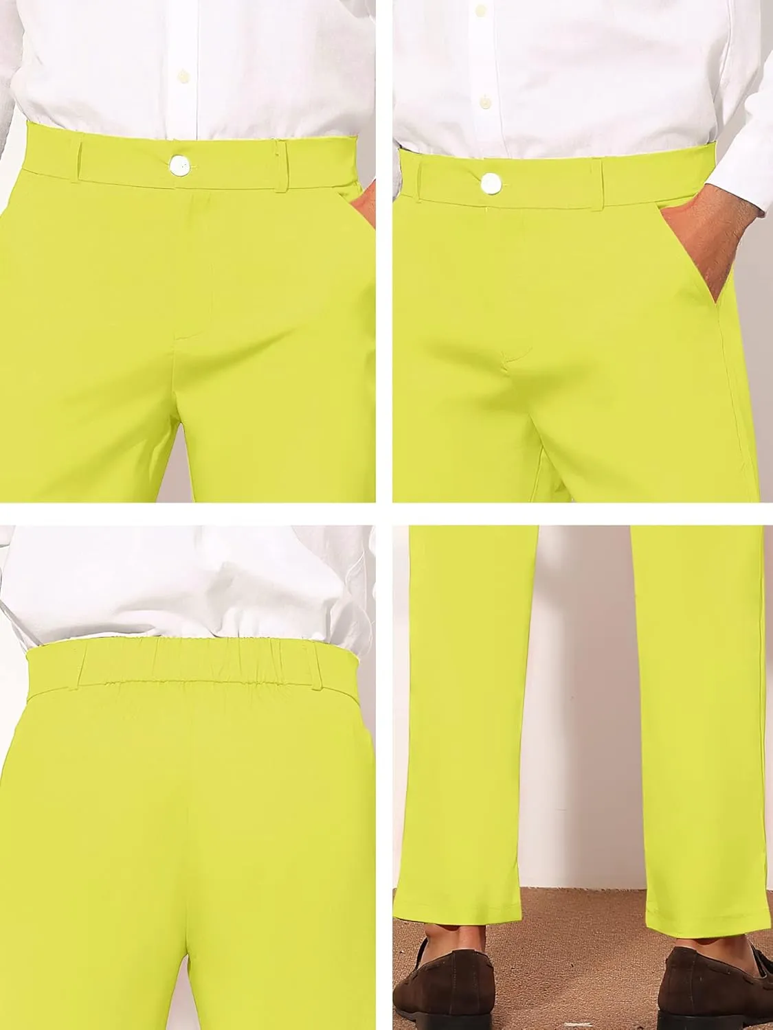 Lars Amadeus Men's Dress Pants Flat Front Zipper Up Straight Leg Business Chino Trousers