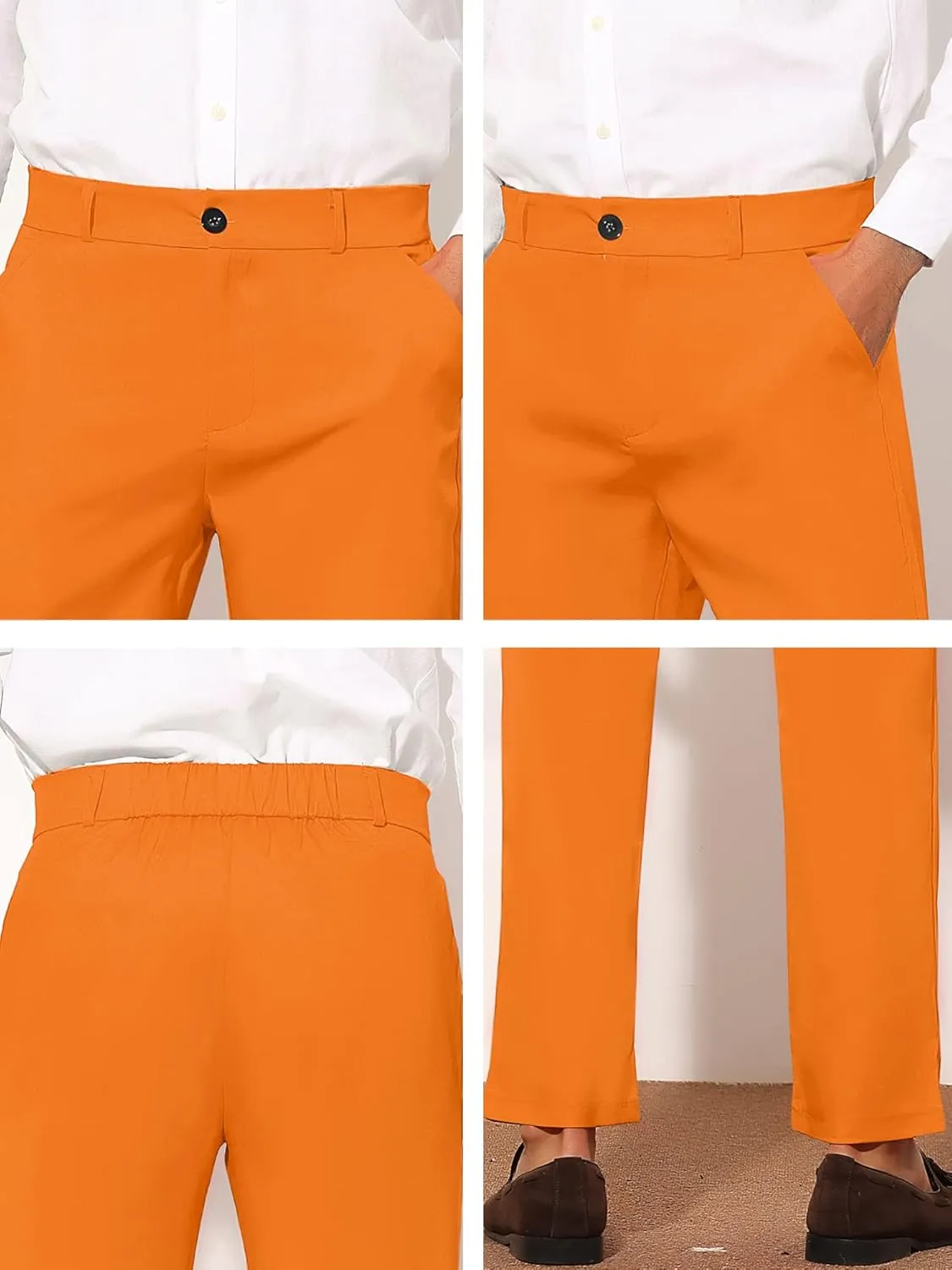 Lars Amadeus Men's Dress Pants Flat Front Zipper Up Straight Leg Business Chino Trousers
