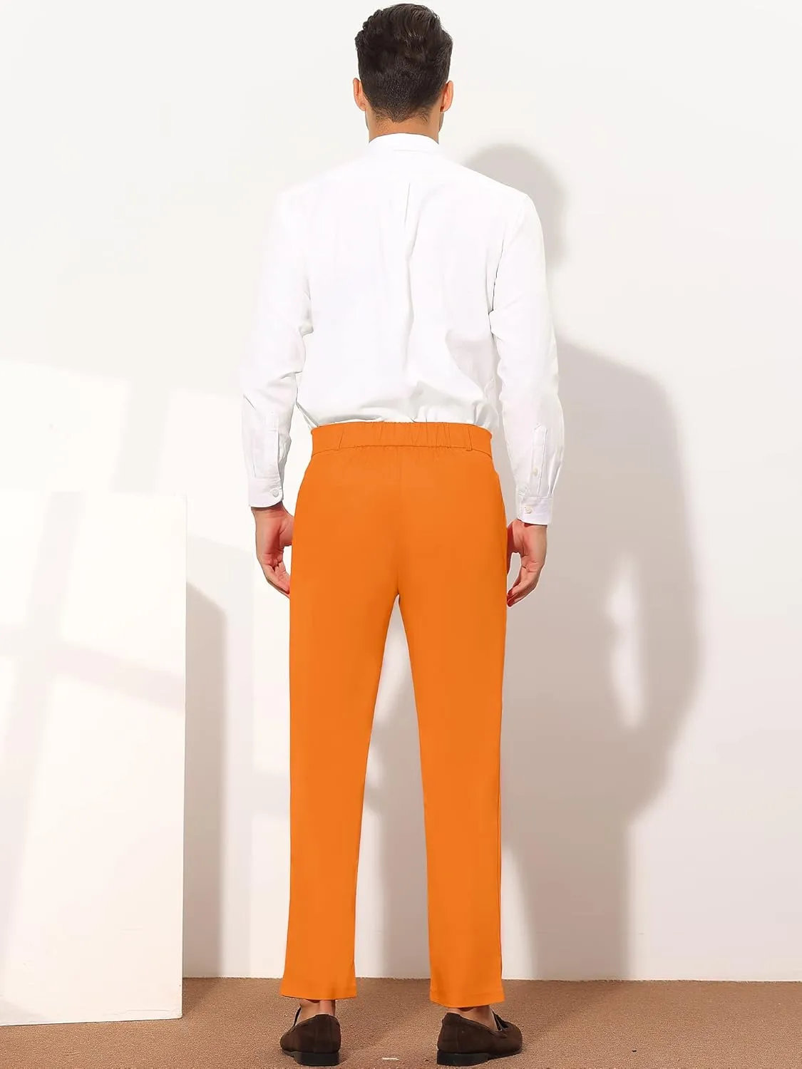 Lars Amadeus Men's Dress Pants Flat Front Zipper Up Straight Leg Business Chino Trousers