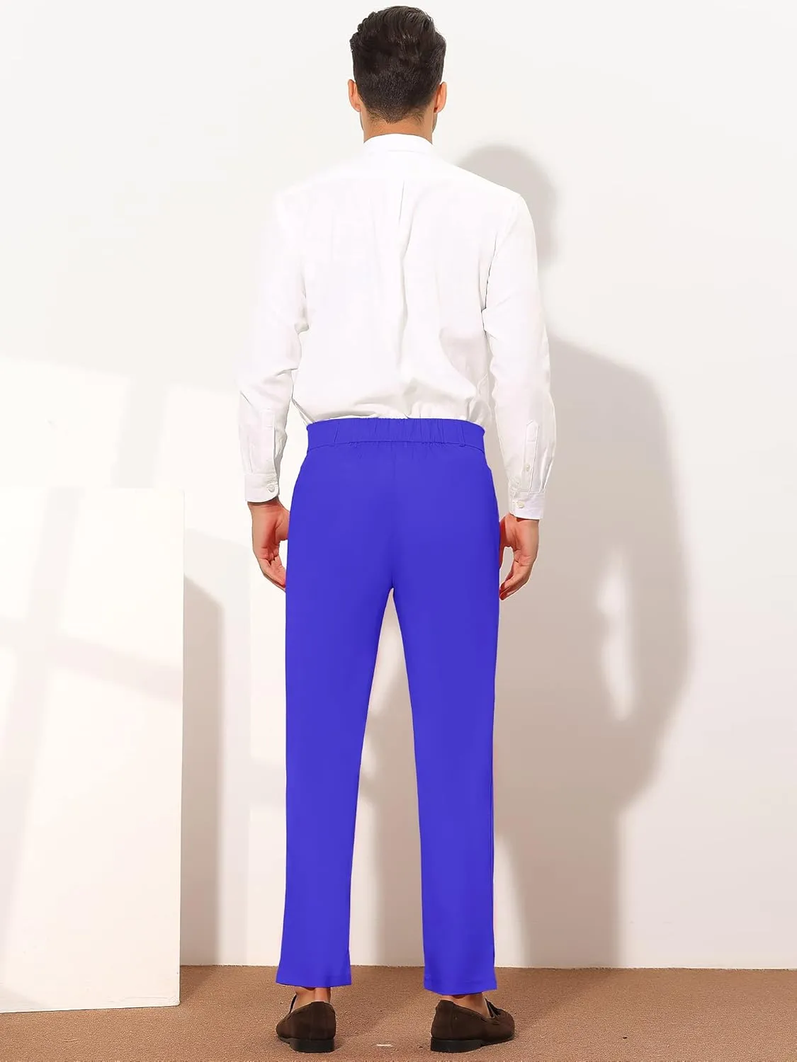 Lars Amadeus Men's Dress Pants Flat Front Zipper Up Straight Leg Business Chino Trousers