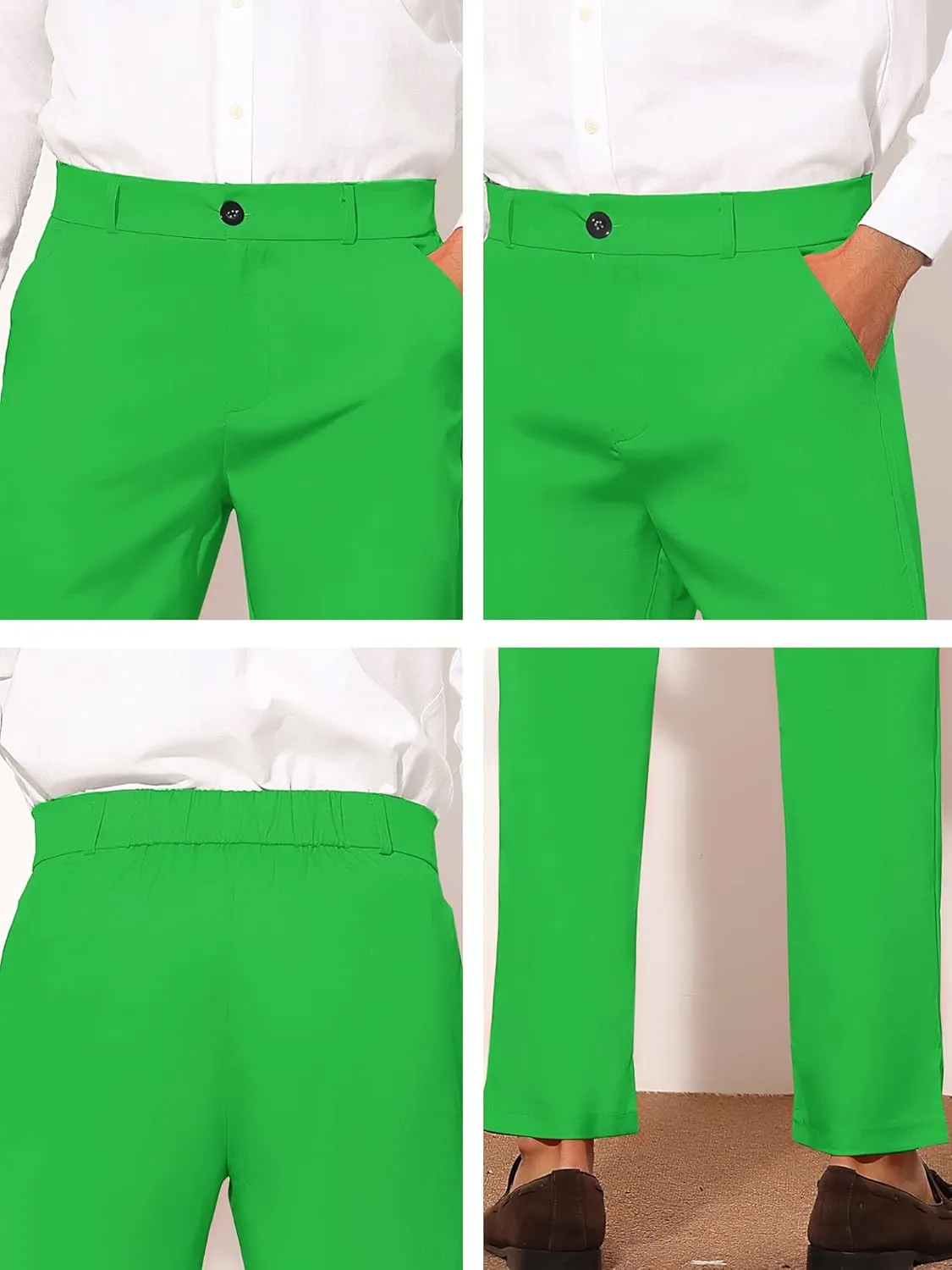 Lars Amadeus Men's Dress Pants Flat Front Zipper Up Straight Leg Business Chino Trousers
