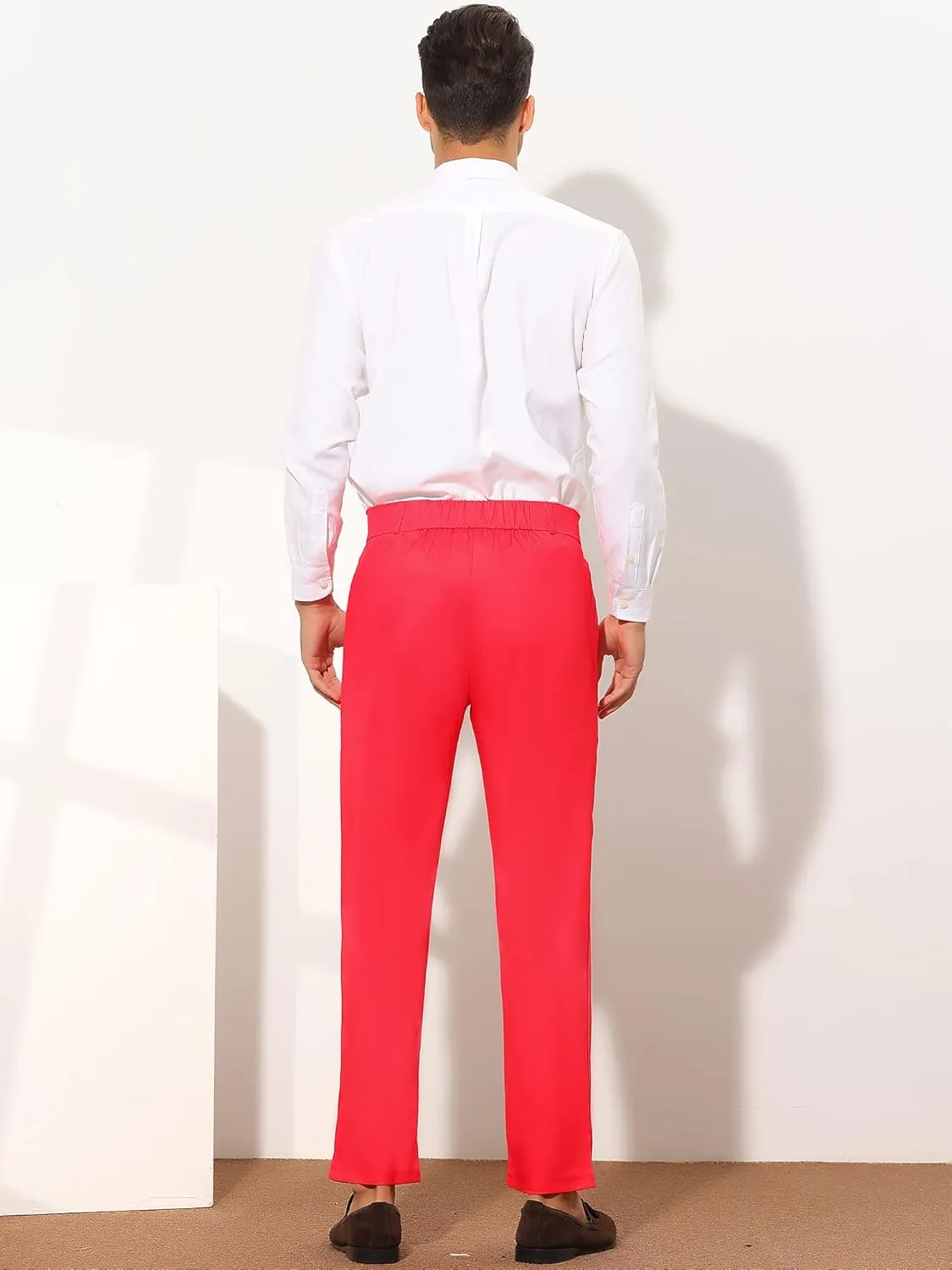 Lars Amadeus Men's Dress Pants Flat Front Zipper Up Straight Leg Business Chino Trousers