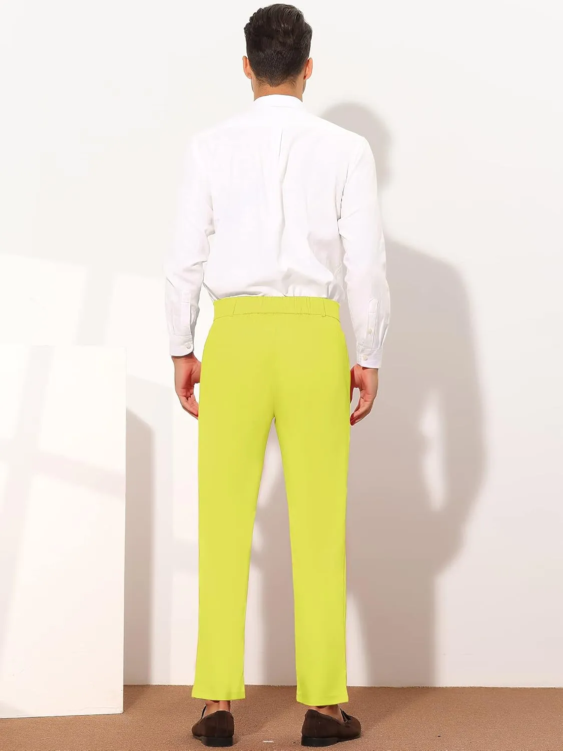Lars Amadeus Men's Dress Pants Flat Front Zipper Up Straight Leg Business Chino Trousers
