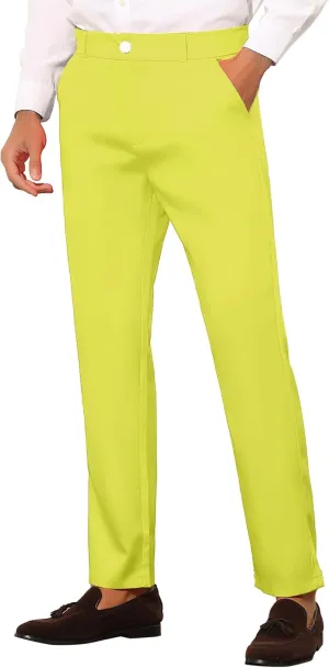 Lars Amadeus Men's Dress Pants Flat Front Zipper Up Straight Leg Business Chino Trousers