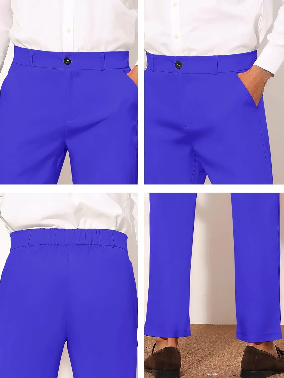 Lars Amadeus Men's Dress Pants Flat Front Zipper Up Straight Leg Business Chino Trousers