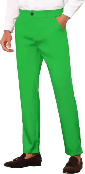 Lars Amadeus Men's Dress Pants Flat Front Zipper Up Straight Leg Business Chino Trousers