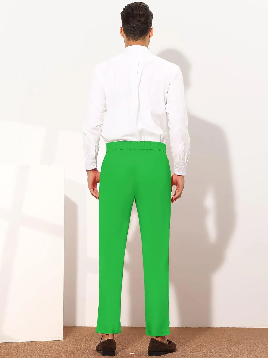 Lars Amadeus Men's Dress Pants Flat Front Zipper Up Straight Leg Business Chino Trousers