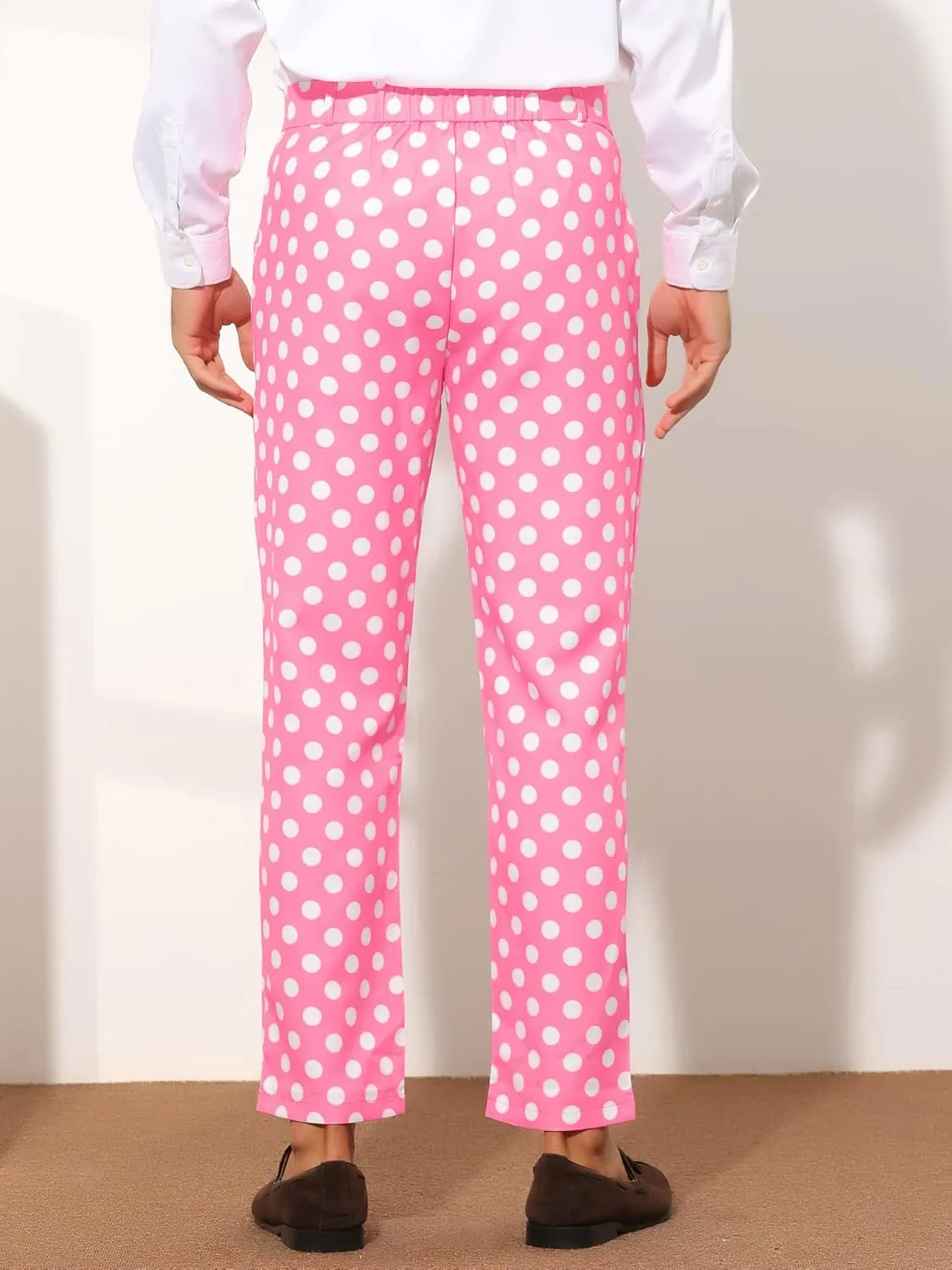 Lars Amadeus Polka Dots Dress Pants for Men's Regular Fit Flat Front Formal Printed Trousers