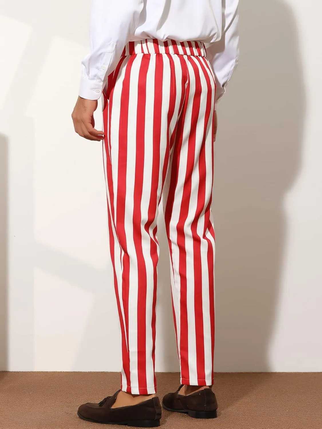 Lars Amadeus Striped Dress Pants for Men's Big & Tall Flat Front Business Trousers