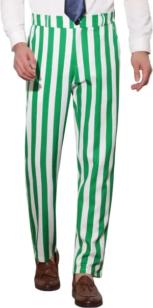 Lars Amadeus Striped Dress Pants for Men's Big & Tall Flat Front Business Trousers