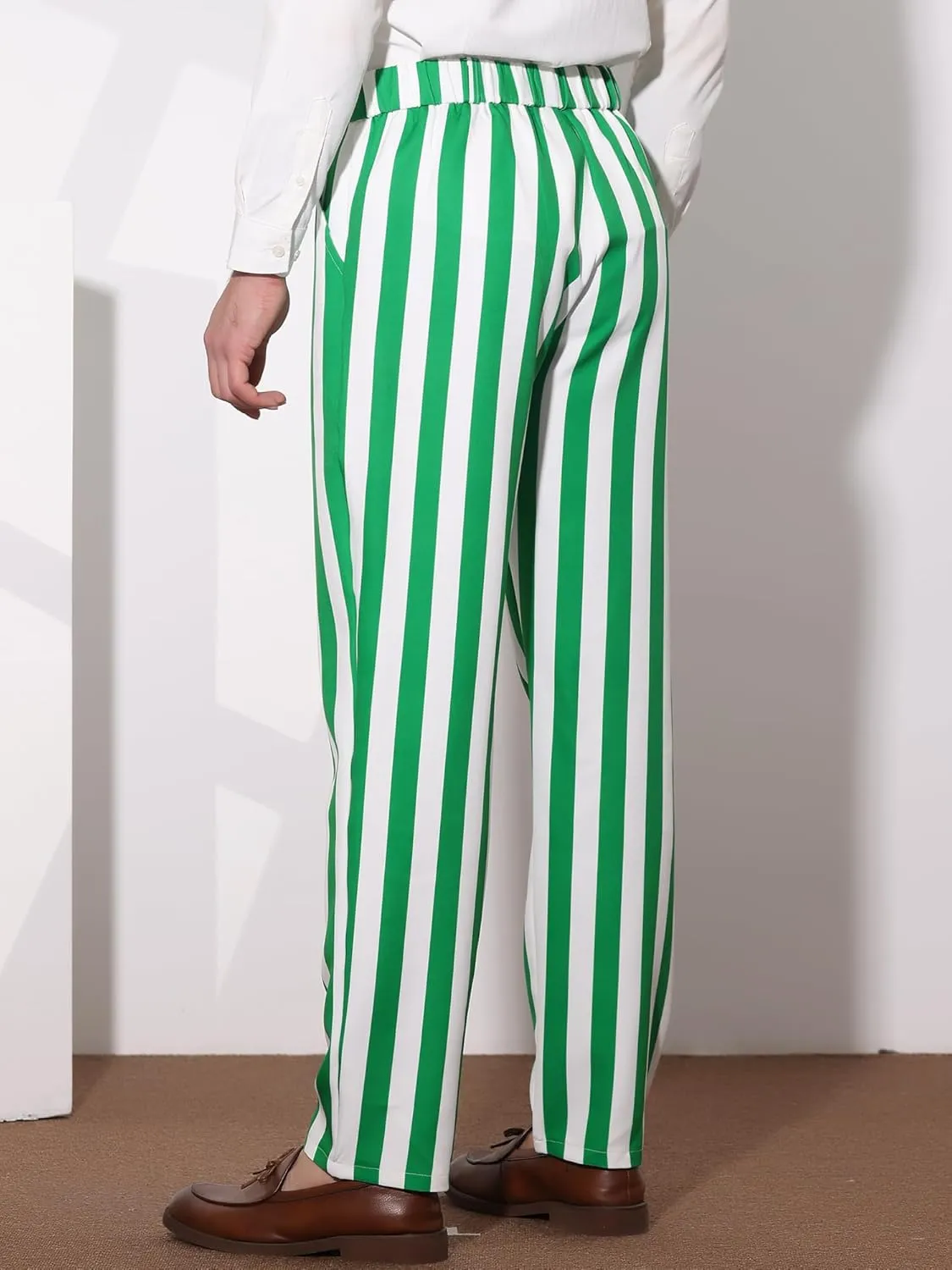 Lars Amadeus Striped Dress Pants for Men's Big & Tall Flat Front Business Trousers
