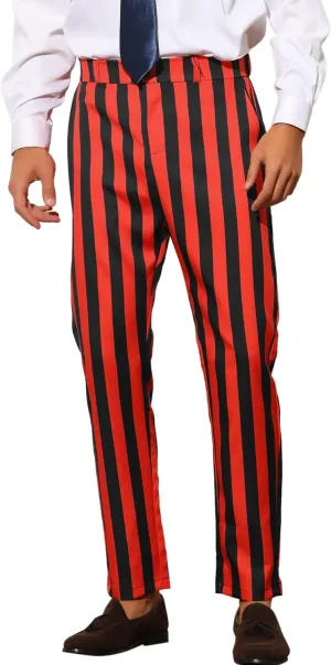 Lars Amadeus Striped Dress Pants for Men's Big & Tall Flat Front Business Trousers