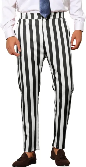 Lars Amadeus Striped Dress Pants for Men's Big & Tall Flat Front Business Trousers