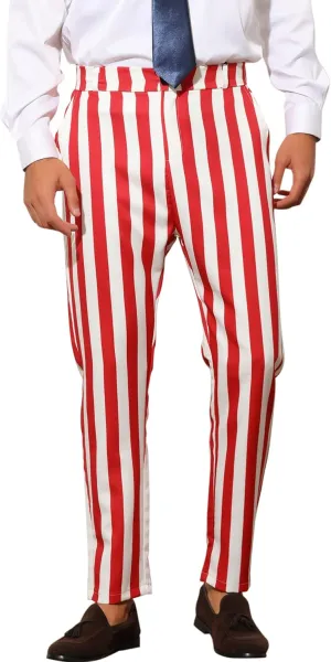 Lars Amadeus Striped Dress Pants for Men's Big & Tall Flat Front Business Trousers