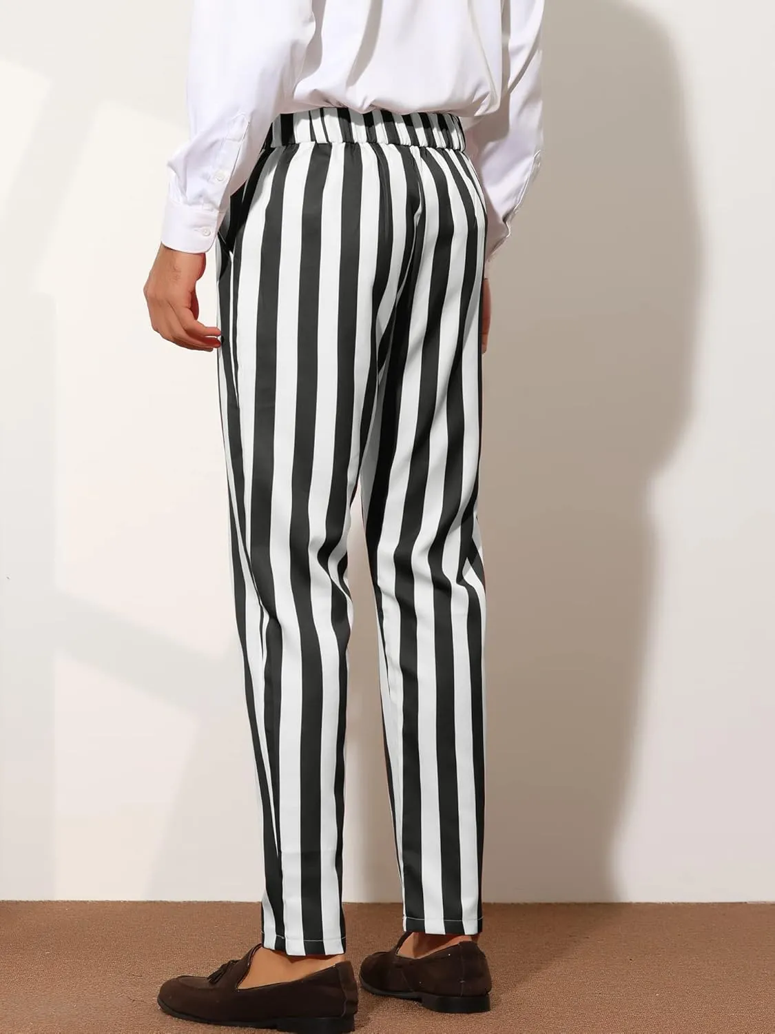 Lars Amadeus Striped Dress Pants for Men's Big & Tall Flat Front Business Trousers