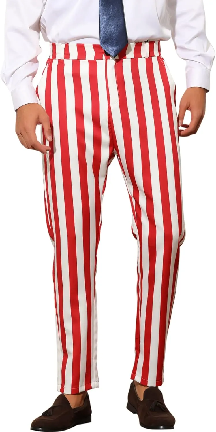Lars Amadeus Striped Dress Pants for Men's Big & Tall Flat Front Business Trousers