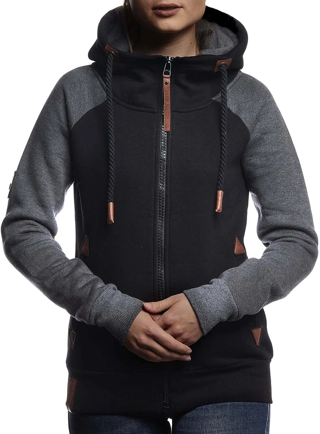 Leif Nelson women's Jacket Hooded Hoodie oversize Full-Zip Sweatshirt Sweater Pullover Longsleeve Long Sleeve Casual LN10255