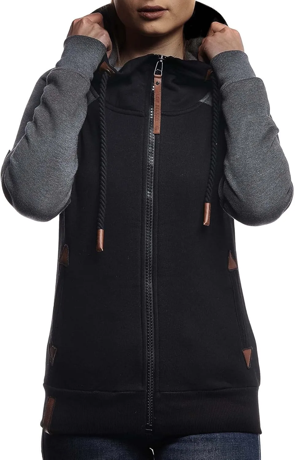 Leif Nelson women's Jacket Hooded Hoodie oversize Full-Zip Sweatshirt Sweater Pullover Longsleeve Long Sleeve Casual LN10255