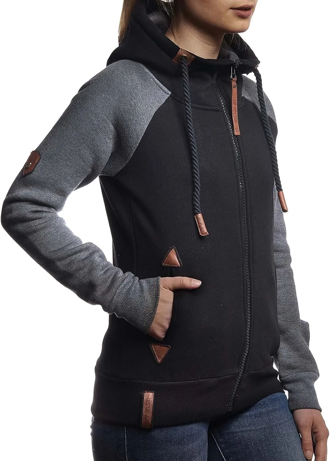 Leif Nelson women's Jacket Hooded Hoodie oversize Full-Zip Sweatshirt Sweater Pullover Longsleeve Long Sleeve Casual LN10255