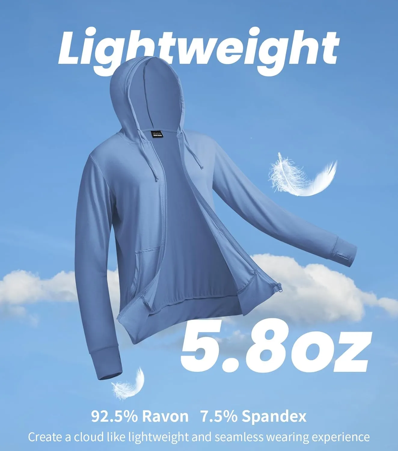 LETAOTAO Womens' Lightweight Zip Up Hoodies Stretch Thin Summer Jackets For Women