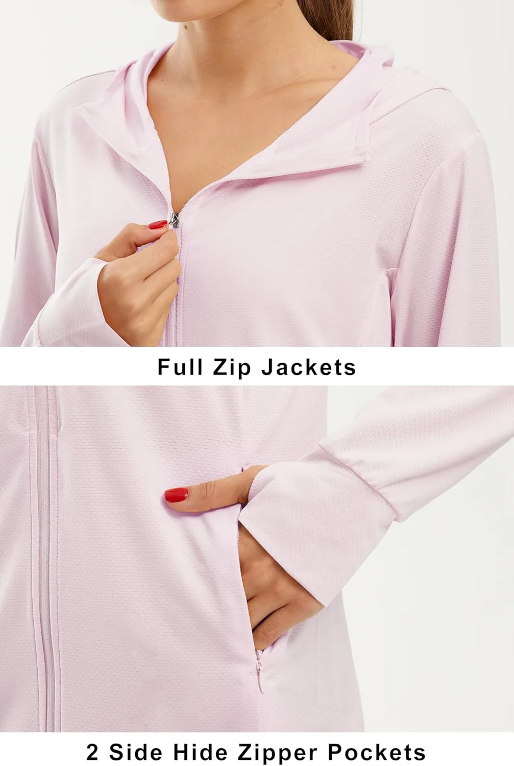 Libin Women's Sun Shirts Full Zip UPF 50  Sun Protection Hoodie Jacket Long Sleeve Hiking Outdoor Performance with Pockets