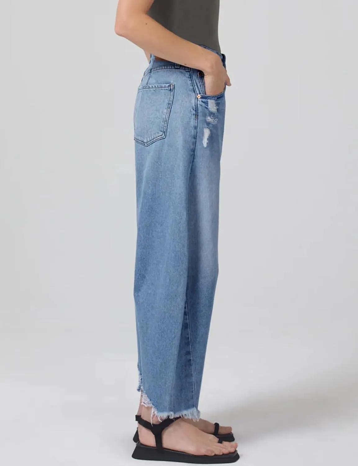 LONGBIDA Women's Mid Rise Barrel Jeans-Vintage Wide Leg Cropped Denim Pants,Y2K Baggy Boyfriend Style