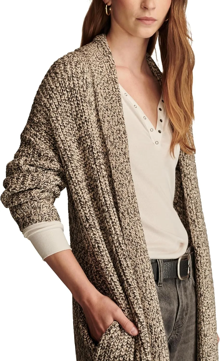 Lucky Brand Women's Marled Sweater Coatigan