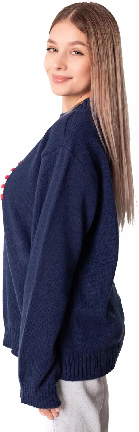 Madore Blue Soft Oversized American Flag Sweater Women 4th of July 2024 USA Outfits Plus Fourth