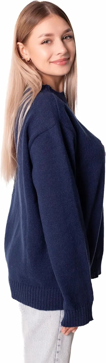 Madore Blue Soft Oversized American Flag Sweater Women 4th of July 2024 USA Outfits Plus Fourth