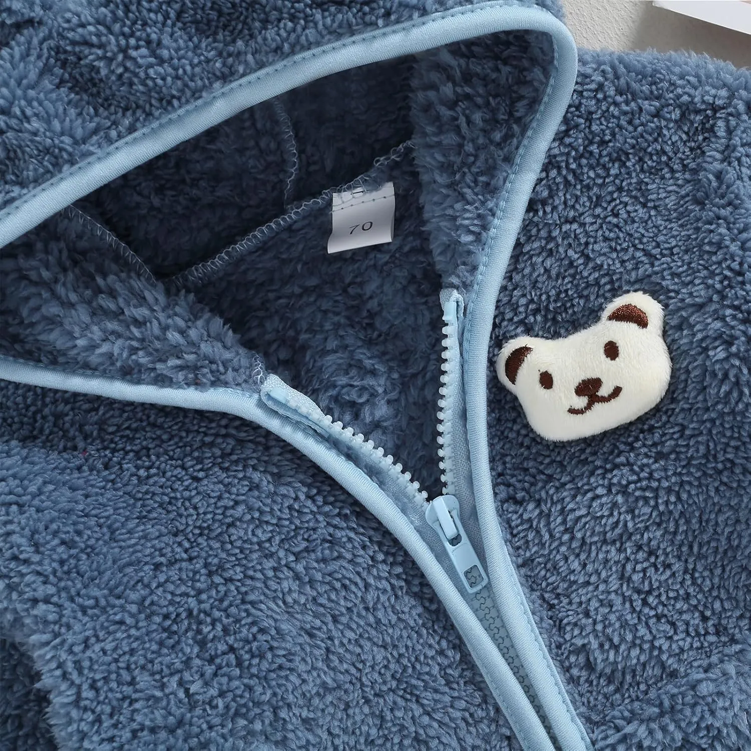Meiweileya Baby Girl Boy Fleece Zip Up Hoodie Bear Ears Fuzzy Jacket Hooded Teddy Coat Winter Shacket Warm Outwear Cardigan
