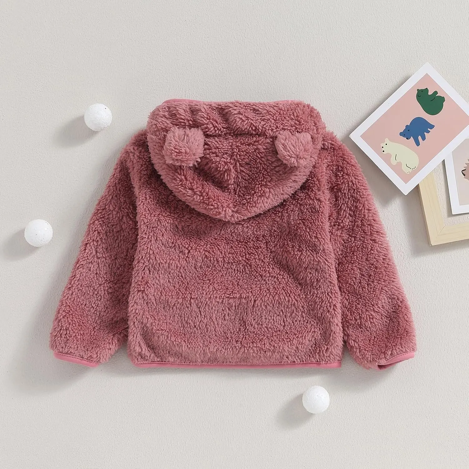 Meiweileya Baby Girl Boy Fleece Zip Up Hoodie Bear Ears Fuzzy Jacket Hooded Teddy Coat Winter Shacket Warm Outwear Cardigan
