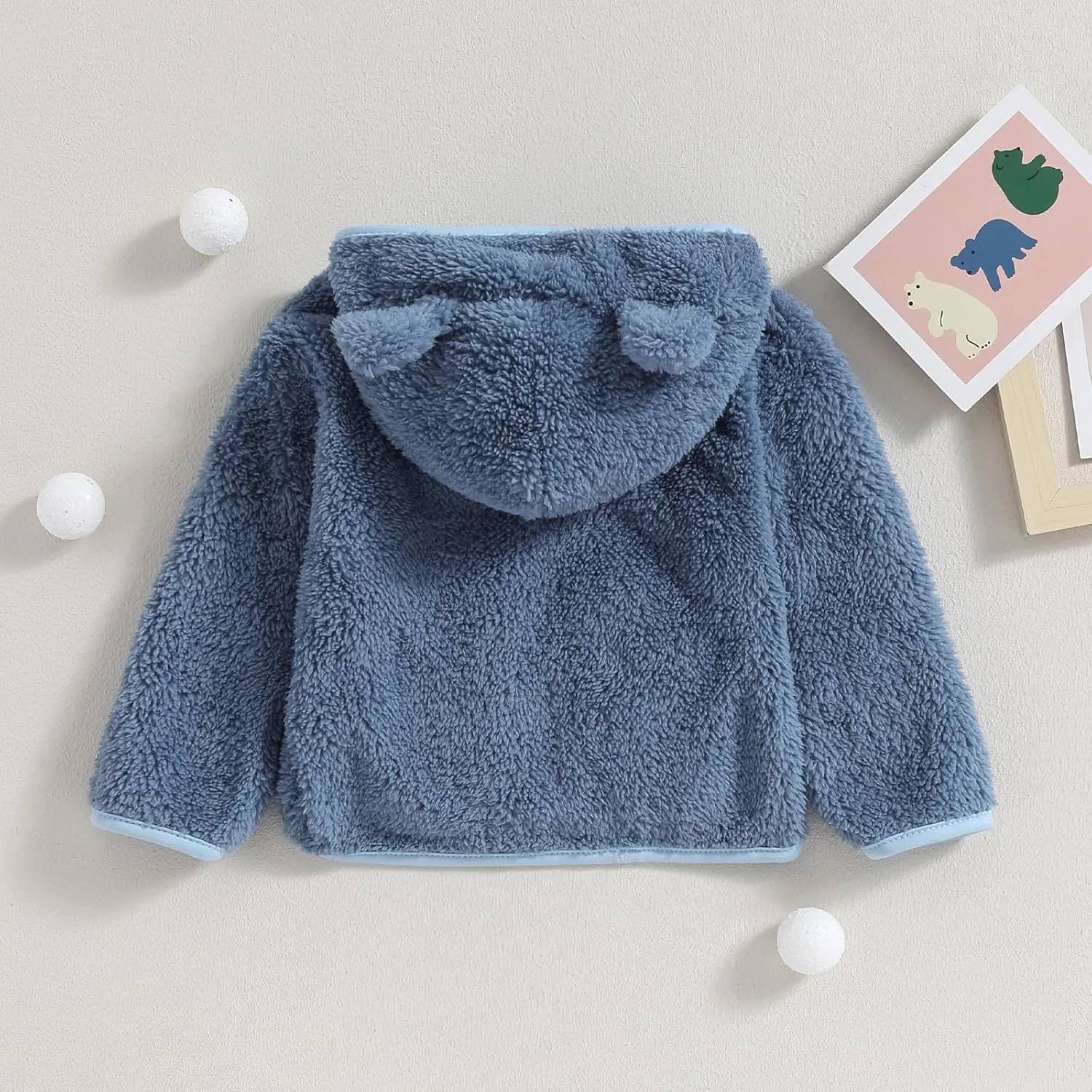Meiweileya Baby Girl Boy Fleece Zip Up Hoodie Bear Ears Fuzzy Jacket Hooded Teddy Coat Winter Shacket Warm Outwear Cardigan