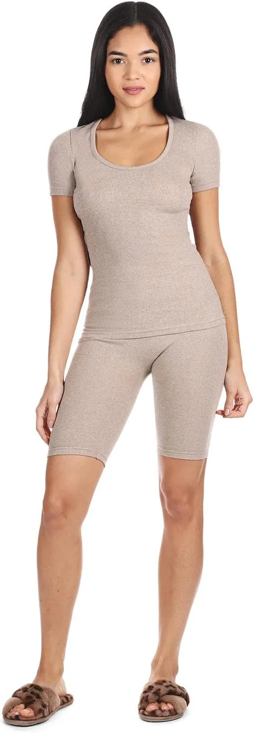 MeMoi Women's Organic Cotton Ribbed Biker Shorts