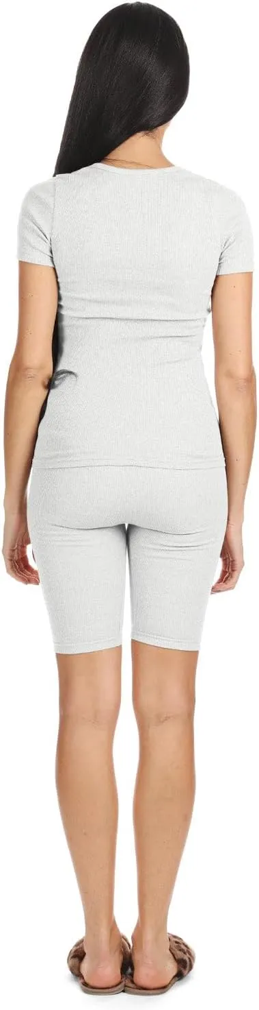 MeMoi Women's Organic Cotton Ribbed Biker Shorts