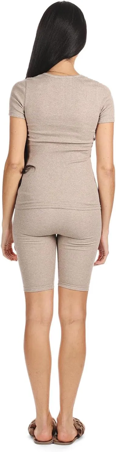 MeMoi Women's Organic Cotton Ribbed Biker Shorts