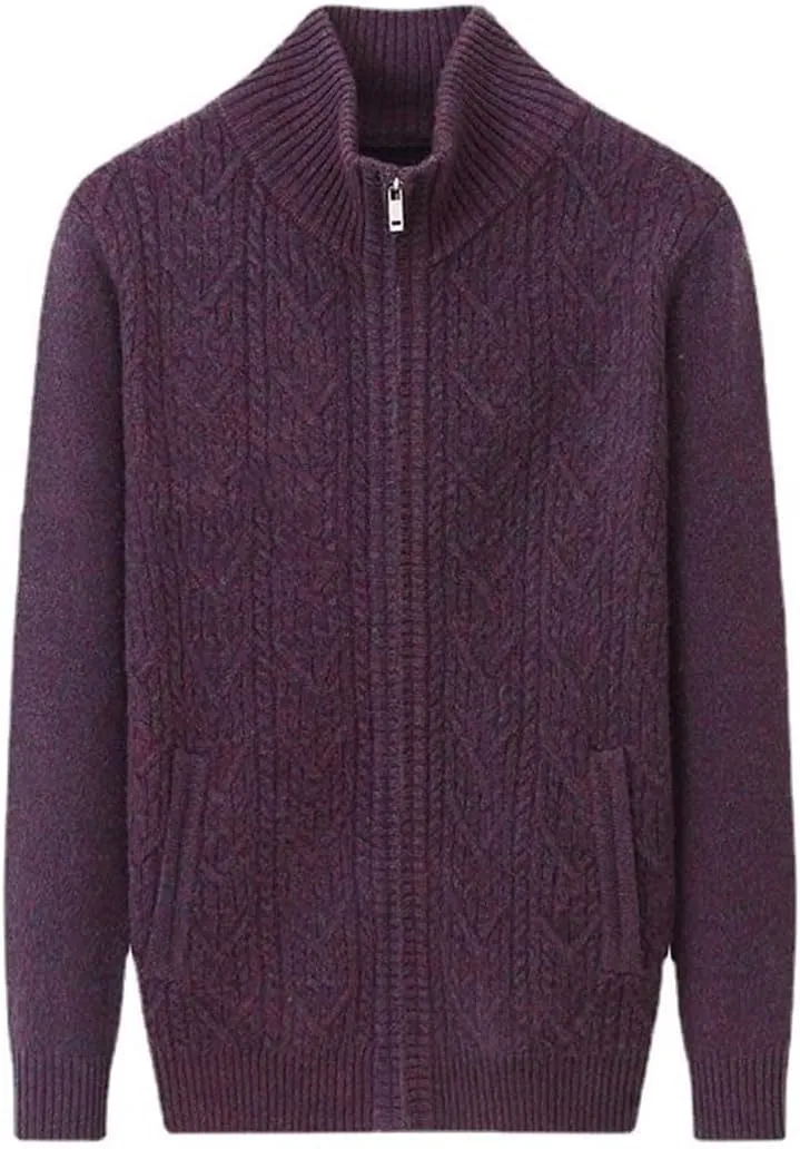 Men's 100% Solid Cashmere Zipper Knitted Cardigan Men's Sweater Coat