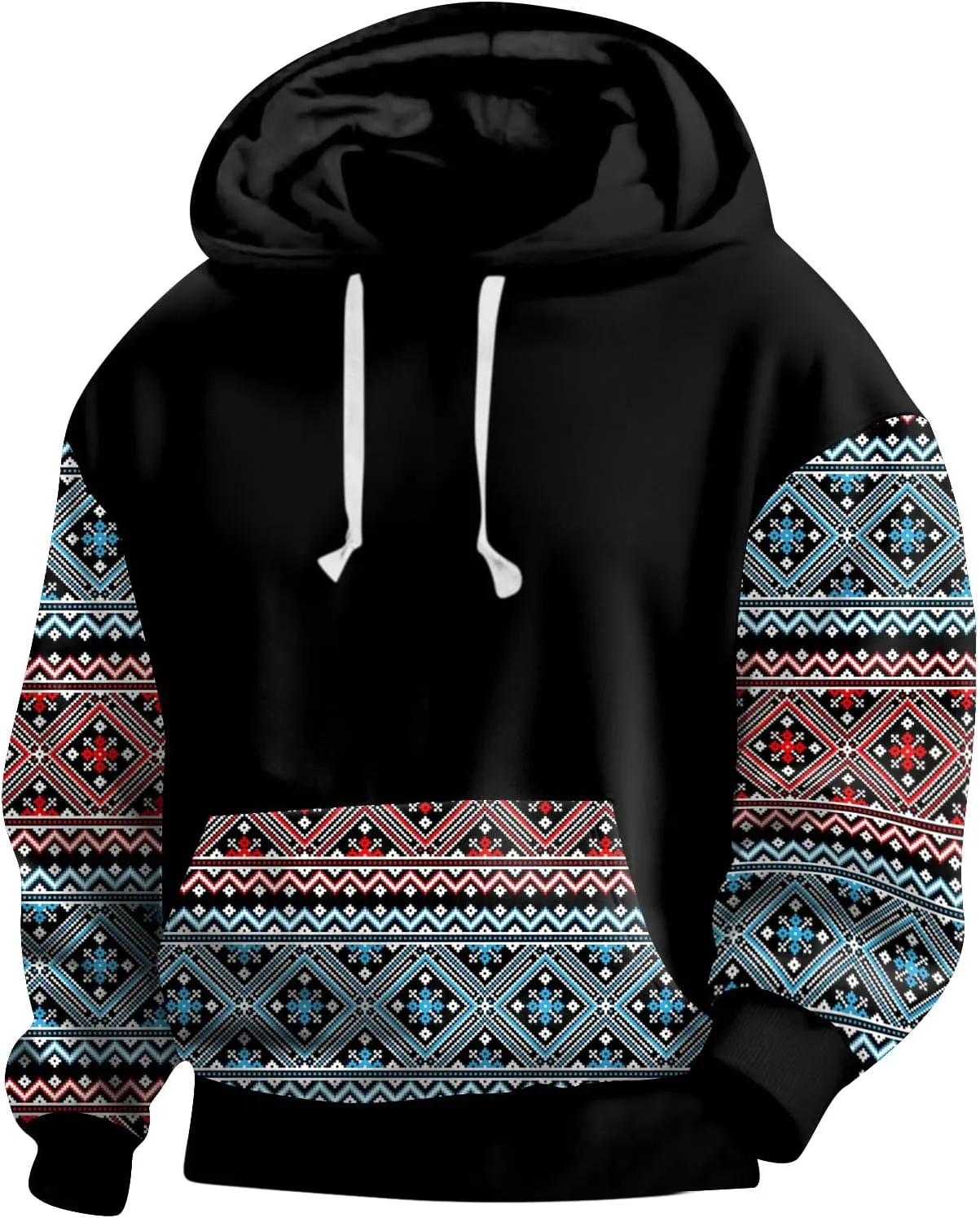 Men's Aztec Sweatshirts Hoodies Vintage Ethnic Print Heavy Weight Hooded Pullover with Kangaroo Pocket