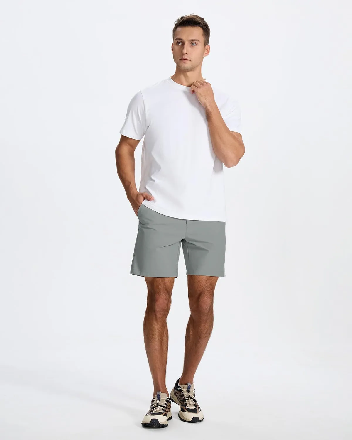 Men's Classic Fit 7/11 Inch Golf Shorts Lightweight Long Stretch Hiking Short with 4 Pockets for Casual Work