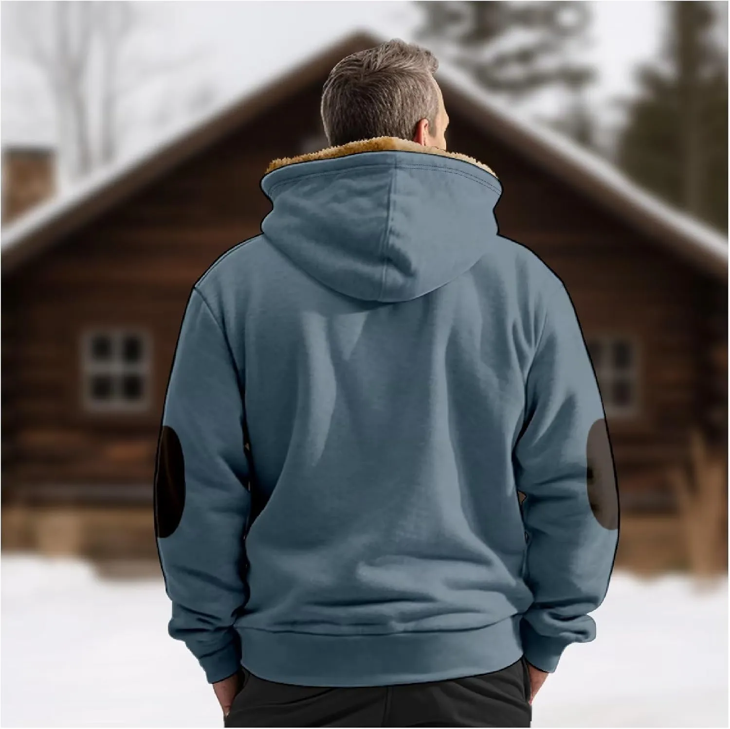 Men's Heavyweight Hoodie Full Zip Up Hooded Coat Warm Sherpa-Lined Flannel Big and Tall Plus Jacket with Pocket